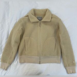 Everlane Renew Teddy Bomber Zip Up Jacket Wheat  S